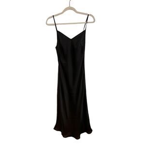 NWT Rumored Black Simple Satin Slip Midi Dress Small